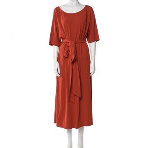 Lafayette 148 New York Dress Womens XS Red Wrap Sheath Tie Waist Knee